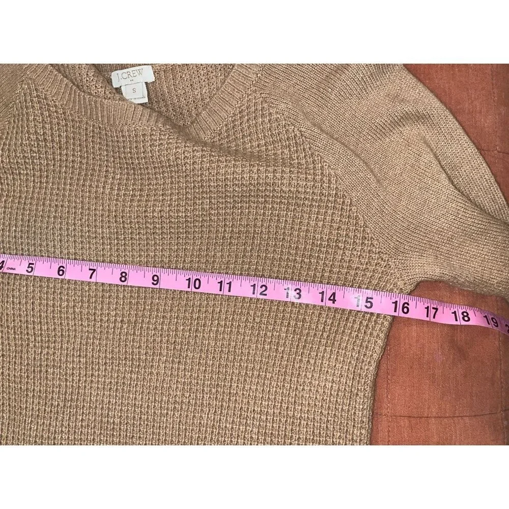 J.Crew Brown Waffle Knit Merino Wool Round Neck Pullover Sweater Women's Size S